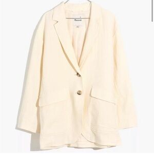 Madewell NWT Cotton-Linen Relaxed Larsen Blazer in Antique Cream
